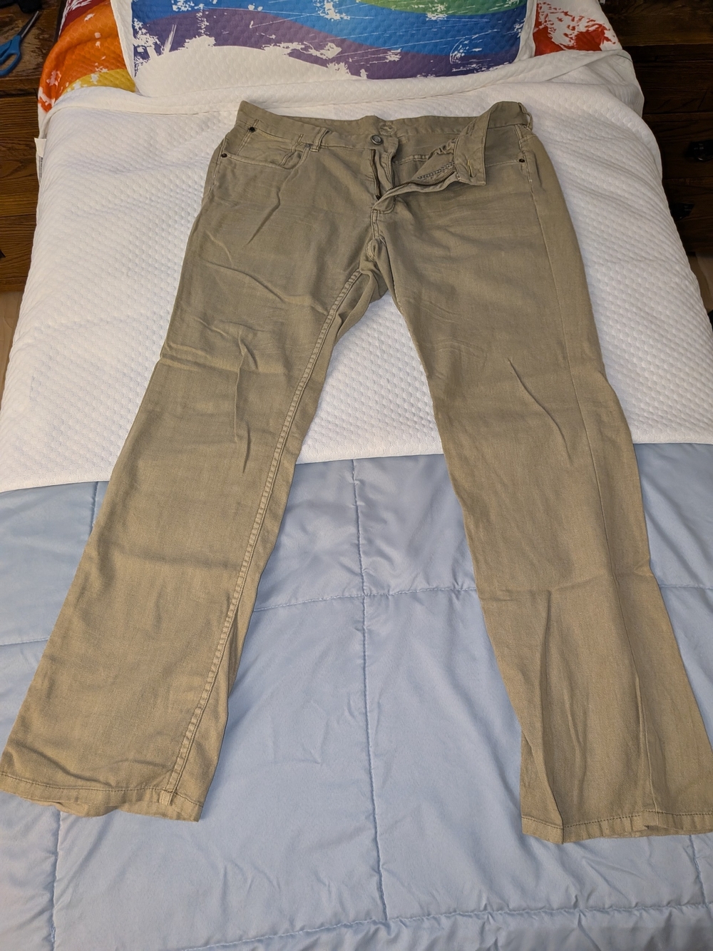 Tommy Bahama Men's Linen/Cotton Khaki/Tan Chinos Size 35x32